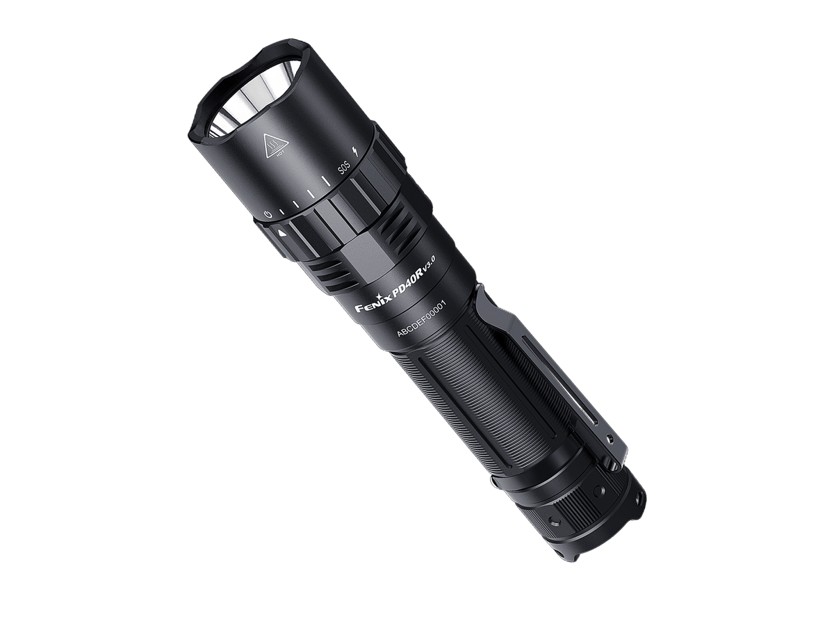 Fenix PD40R V3.0 tactical flashlight black aluminum knurled grip on Tampa Home & Garden Store