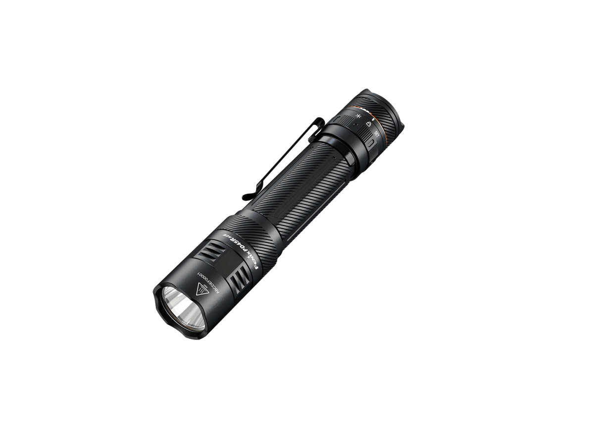 Fenix PD45R ACE tactical flashlight from Fenix Store, black aluminum body with pocket clip on Tampa Home & Garden Store