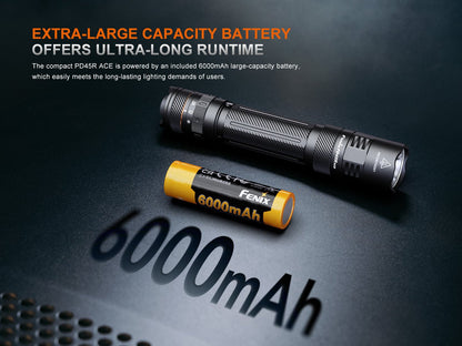 Fenix PD45R flashlight with 6000mAh battery, black-yellow 2-item set on Tampa Home & Garden Store