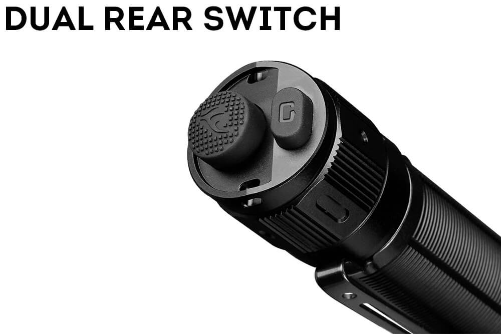 Fenix TK16 V2.0 Tactical Flashlight black aluminum body with dual rear switch on Tampa Home & Garden Store
