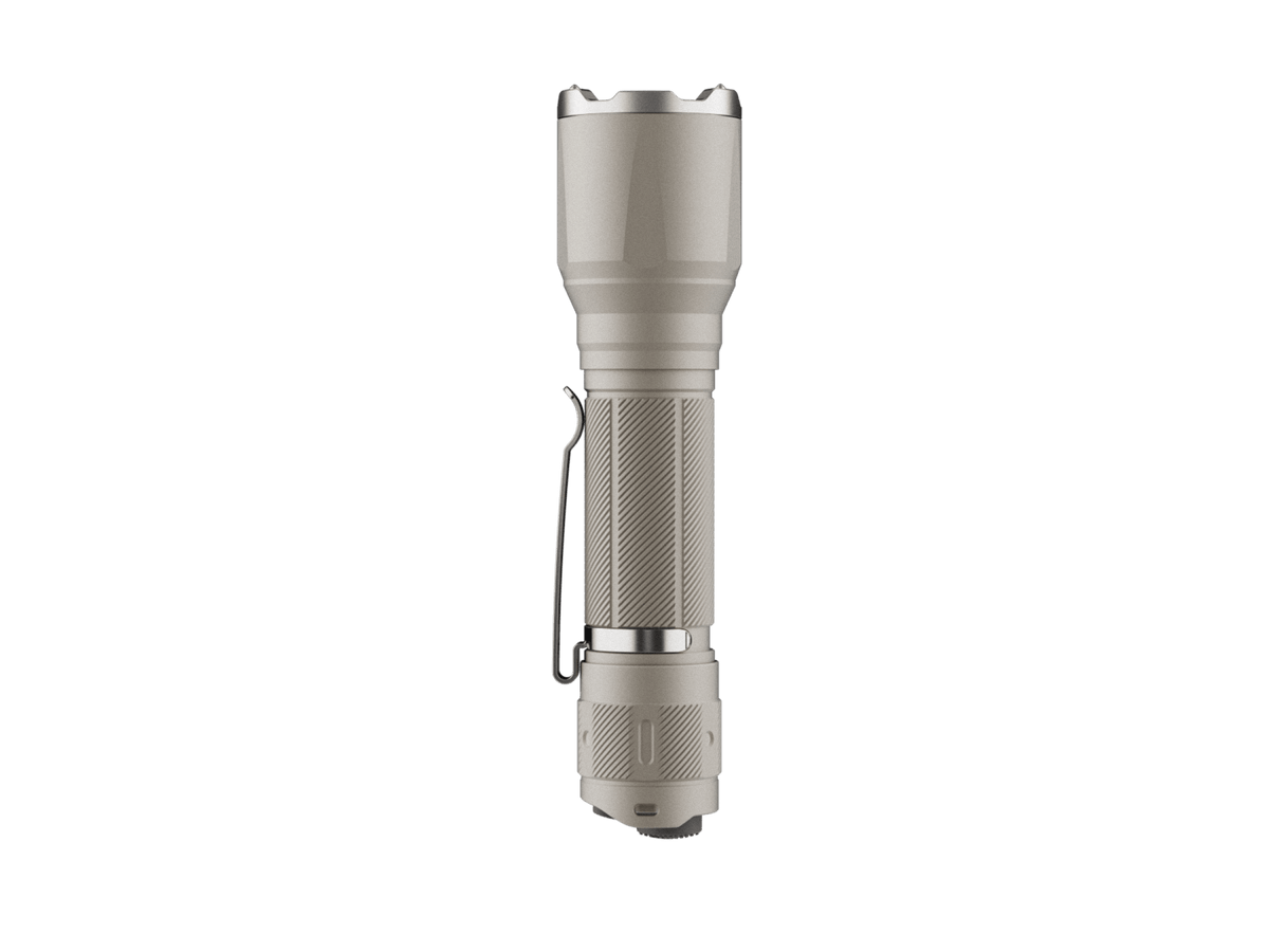 Fenix TK17 Dual Switch Tactical Flashlight beige aluminum body with knurled grip on Tampa Home & Garden Store