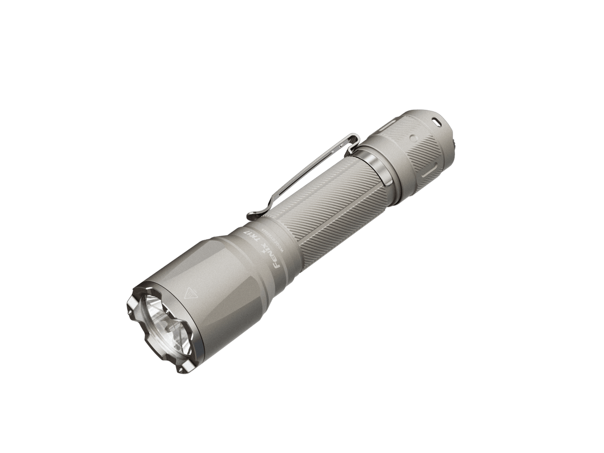 Fenix TK17 Dual Switch Tactical Flashlight gray aluminum with pocket clip and knurled grip on Tampa Home & Garden Store
