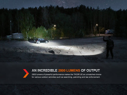 Fenix TK20R UE tactical flashlight, black, 2800 lumens, LED beam lighting car at night on Tampa Home & Garden Store