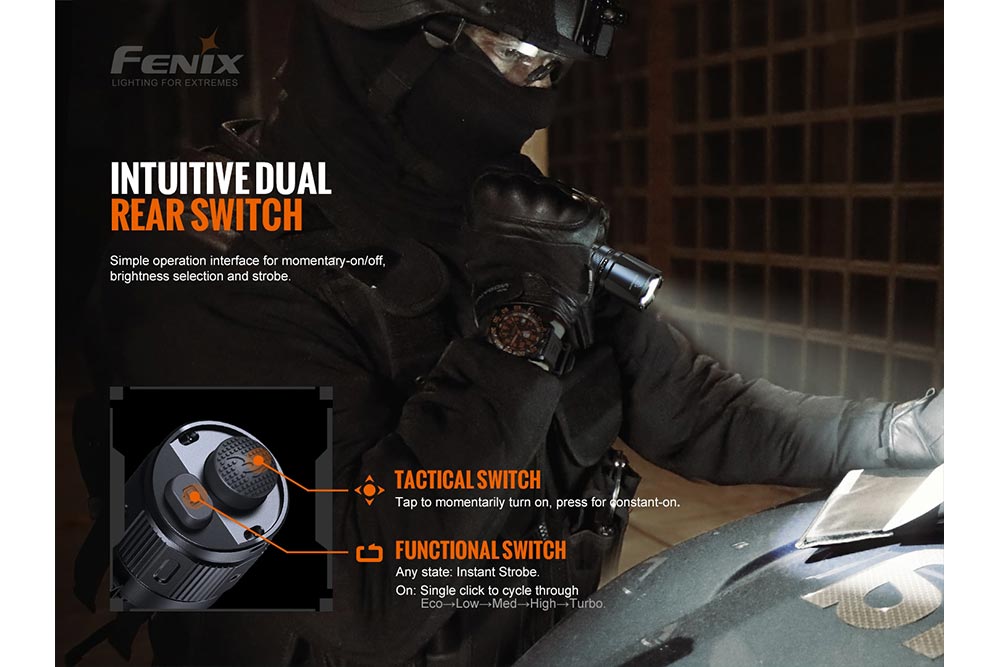 Fenix TK20R V2.0 rechargeable tactical flashlight, black, 3000 lumens on Tampa Home & Garden Store