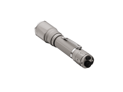 Fenix TK21R Duty Flashlight handheld tactical flashlight in silver aluminum with pocket clip on Tampa Home & Garden Store