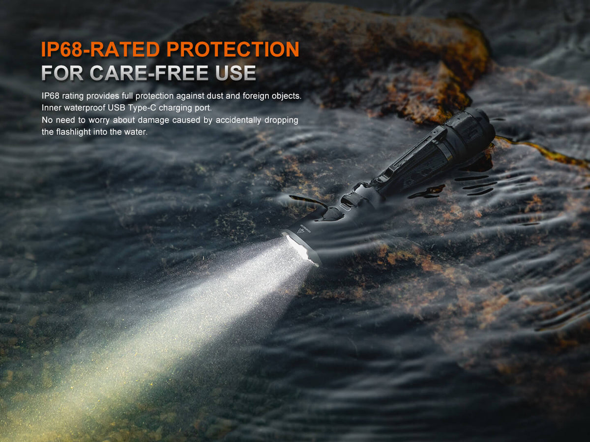 Fenix TK21R Duty Flashlight tactical torch black IP68 waterproof beam on water Fenix Store on Tampa Home & Garden Store
