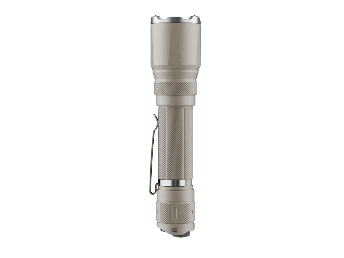 Fenix TK21R Duty Flashlight beige aluminum handheld torch with knurled grip and clip on Tampa Home & Garden Store