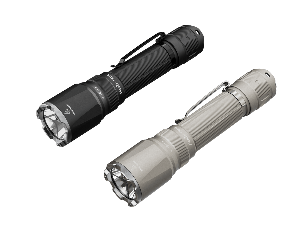 Fenix TK21R Duty Tactical Flashlight pair black gray knurled grip and metal bezel on Tampa Home & Garden Store