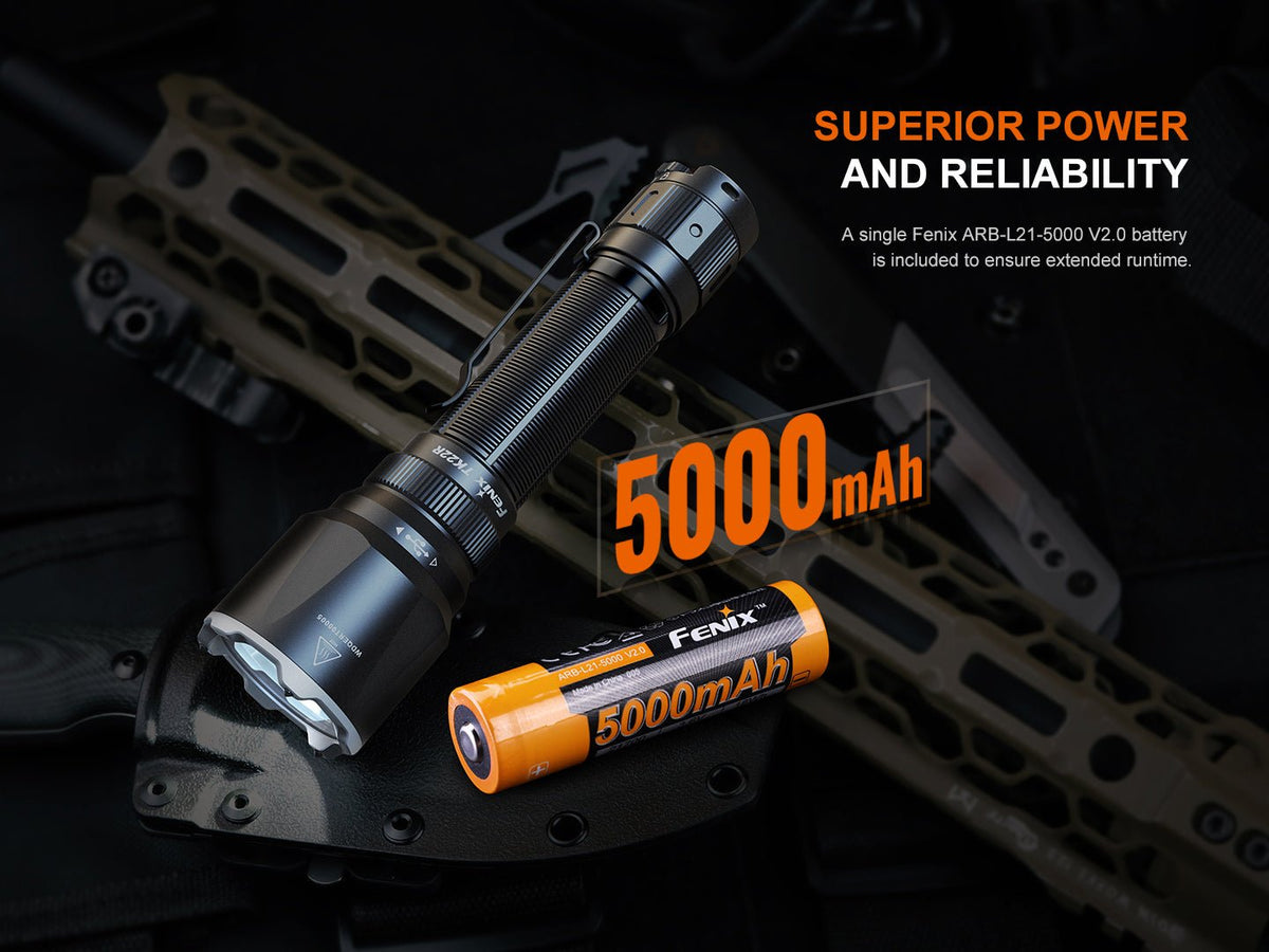 Fenix TK22R rechargeable tactical flashlight with 5000mAh battery, black by Fenix Store on Tampa Home & Garden Store