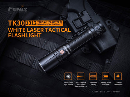 Fenix TK30 White Laser Tactical Flashlight with black metal body on gear by Fenix Store on Tampa Home & Garden Store