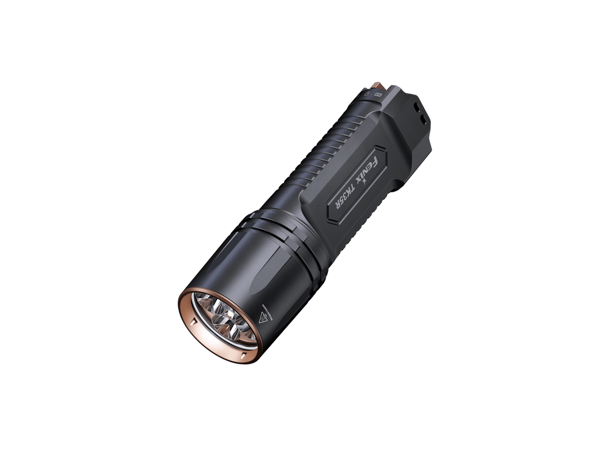 Fenix TK35R tactical flashlight black with copper bezel on Tampa Home & Garden Store