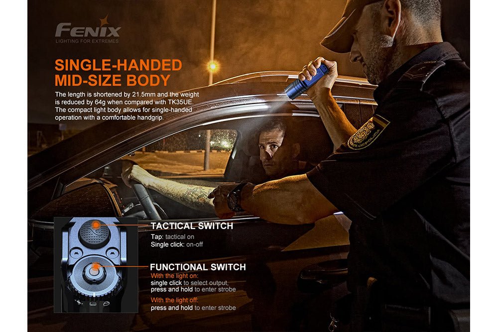 Fenix TK35UE V2.0 tactical flashlight, 5000 lumens, singlehanded midsize body, Fenix Store on Tampa Home & Garden Store