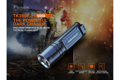 Fenix TK35UE V2.0 tactical flashlight, blue aluminum body, 5000 lumens on Tampa Home & Garden Store