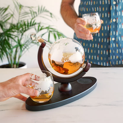 Frosted Globe Decanter and Whiskey Tumblers