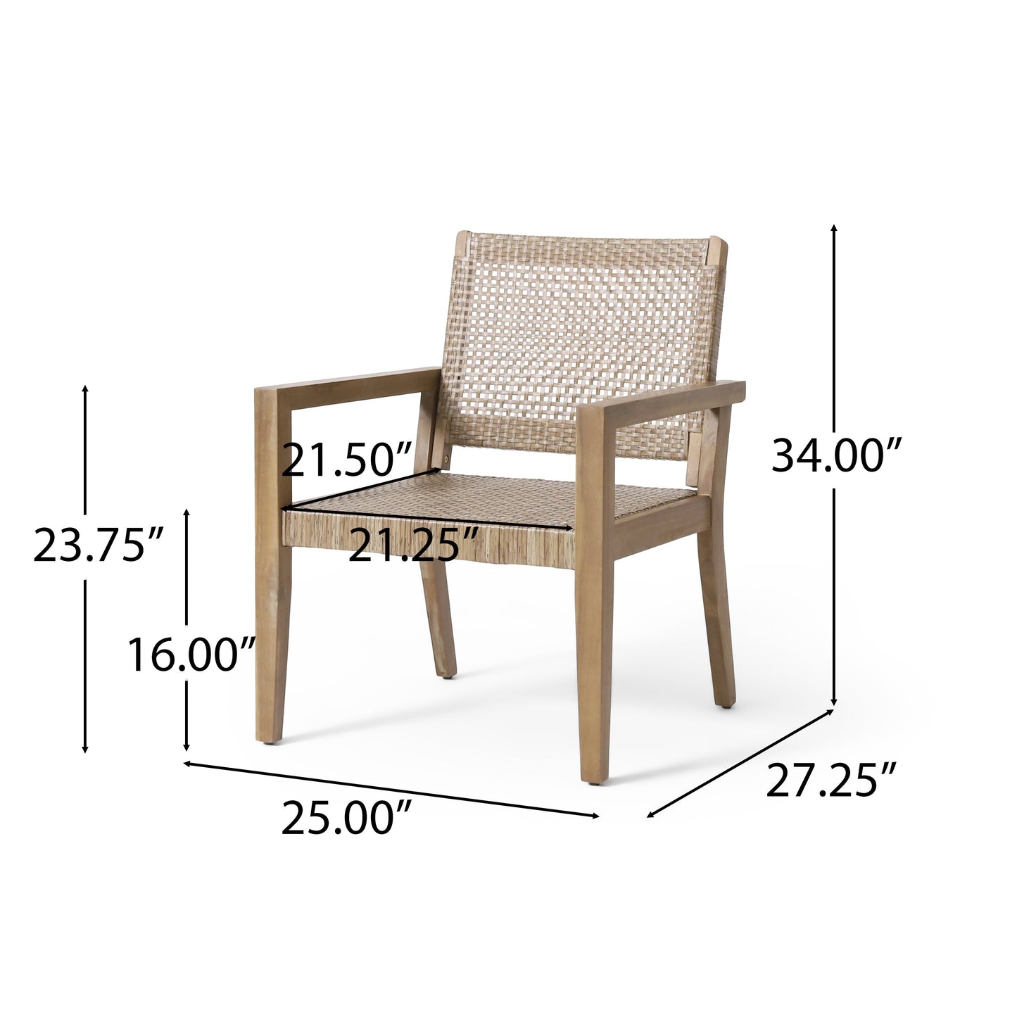 Outdoor Wicker and Acacia Wood Club Chairs