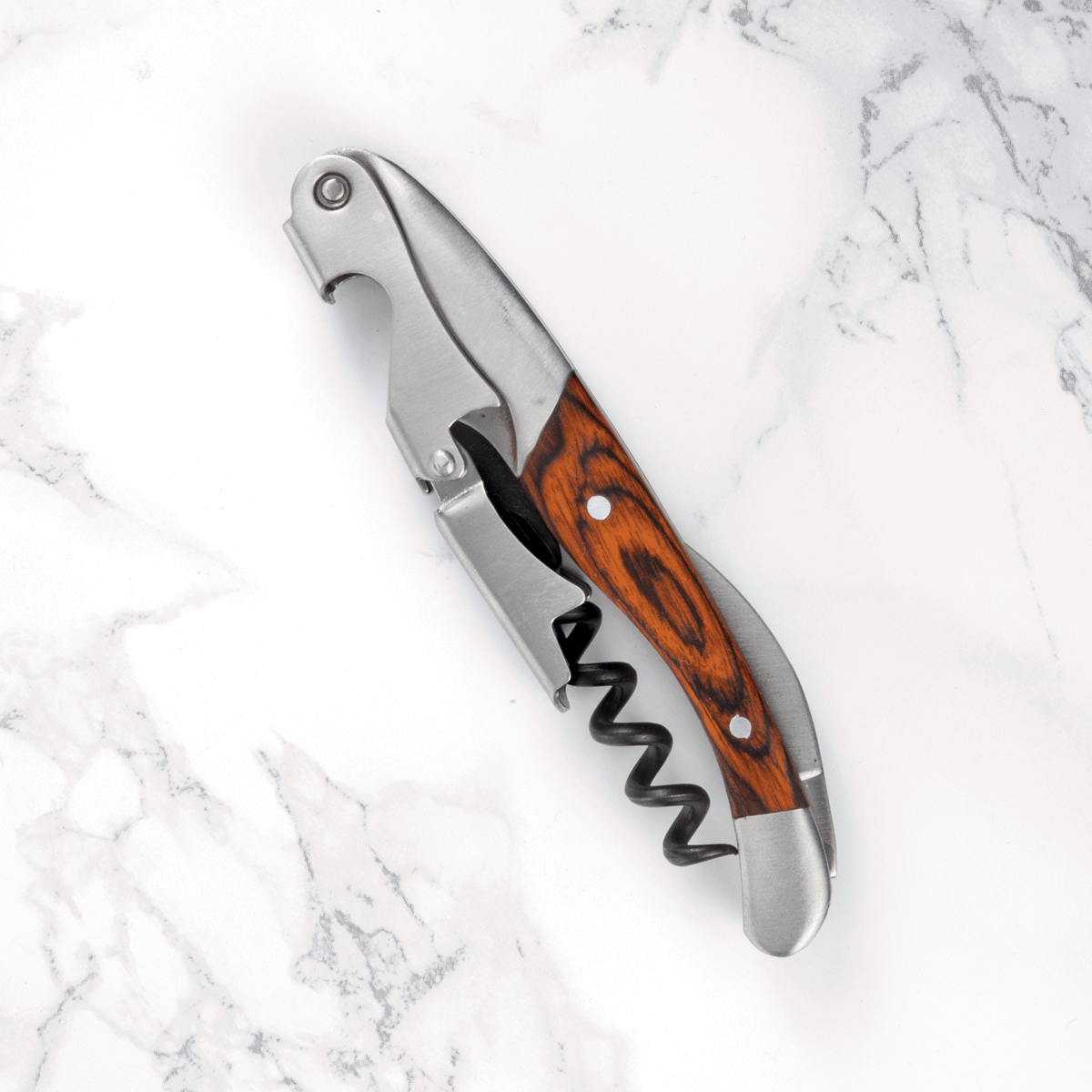 Wooden Handled Double Hinged Corkscrew and a Gift