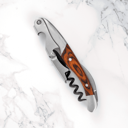 Wooden Handled Double Hinged Corkscrew and a Gift