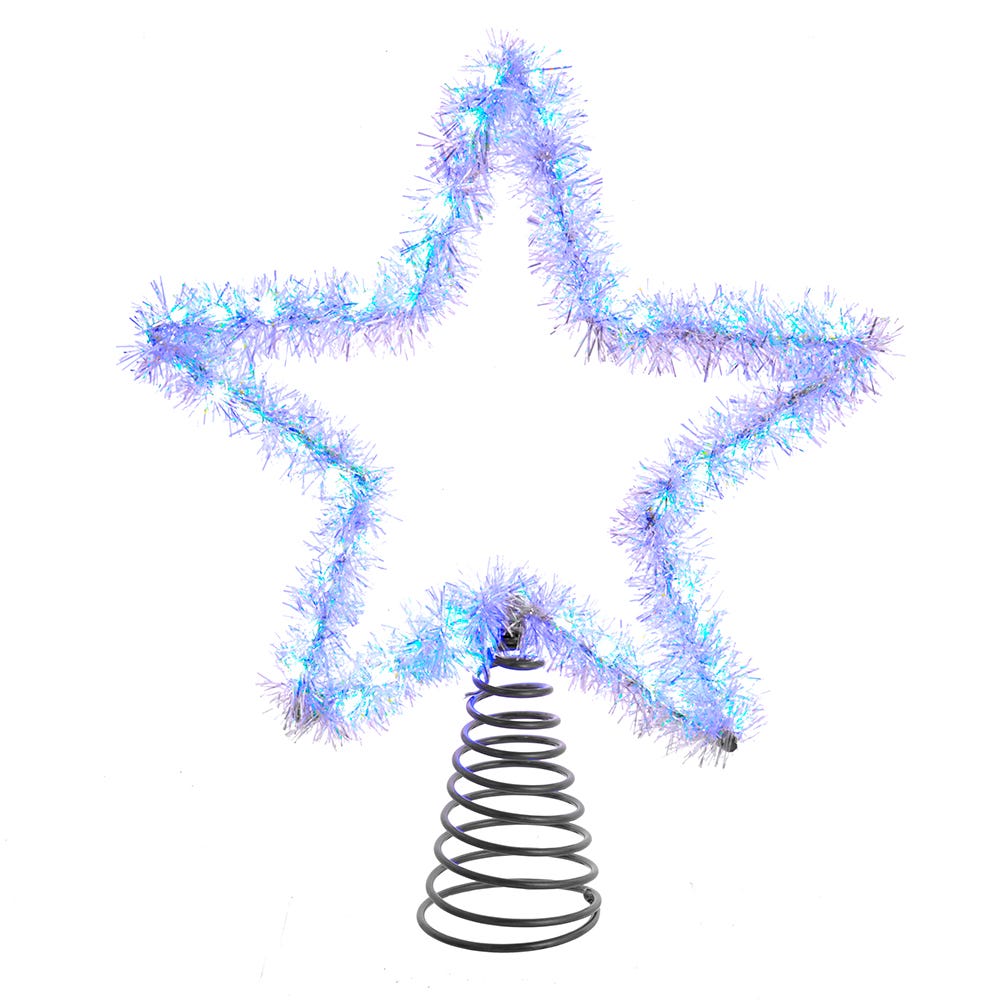 Étoile de sapin en guirlande argentée à LED blanc froid - 30 cm