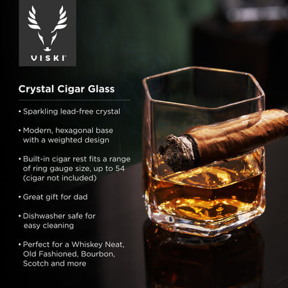 Viski Crystal Cigar and Rocks Tumbler Glass