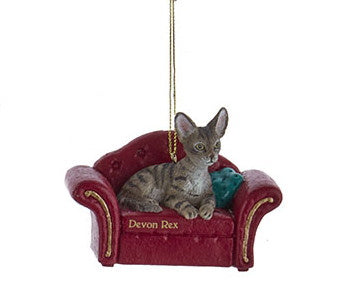 Décoration Chat sur canapé rouge -