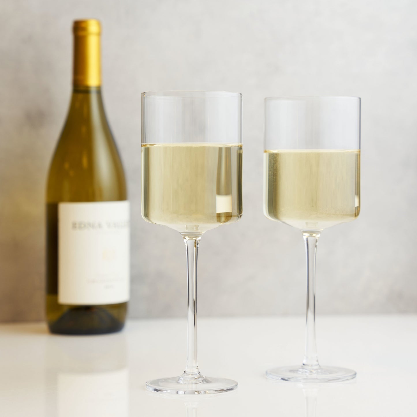 Laurel And Square Crystal White Wine Glasses