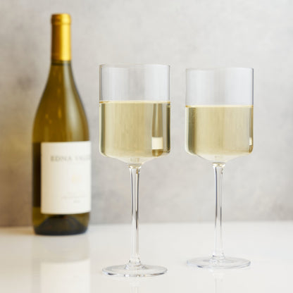 Laurel And Square Crystal White Wine Glasses