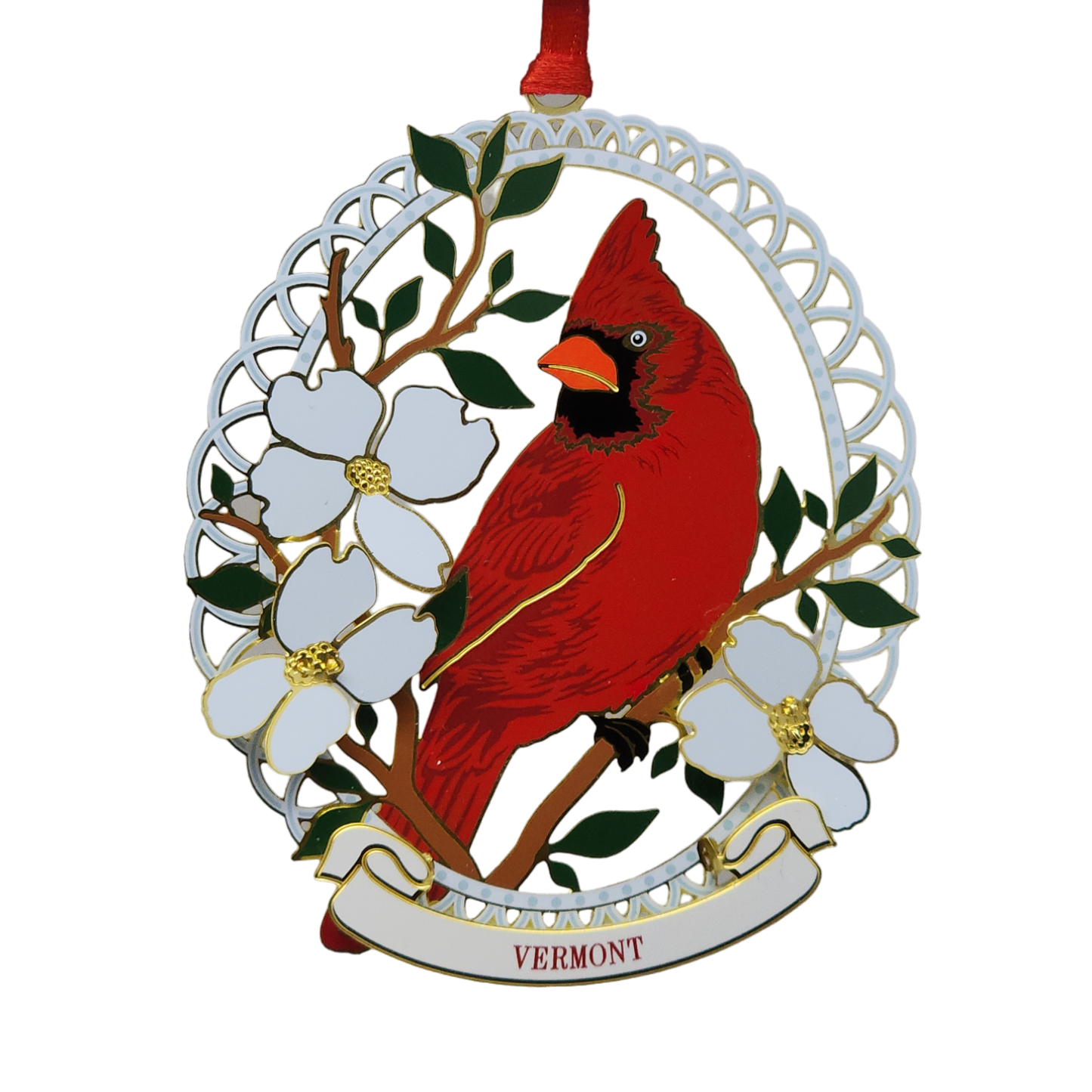 Adorno de latón coleccionable de cardenal norteño