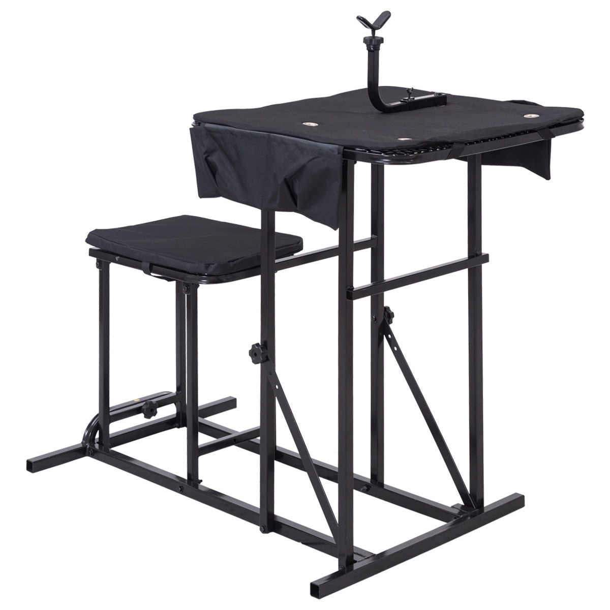 GemGear foldable shooting bench and stool with adjustable-height table, black metal frame on Tampa Home & Garden Store