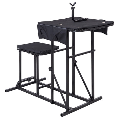 GemGear foldable shooting bench and stool with adjustable-height table, black metal frame on Tampa Home & Garden Store