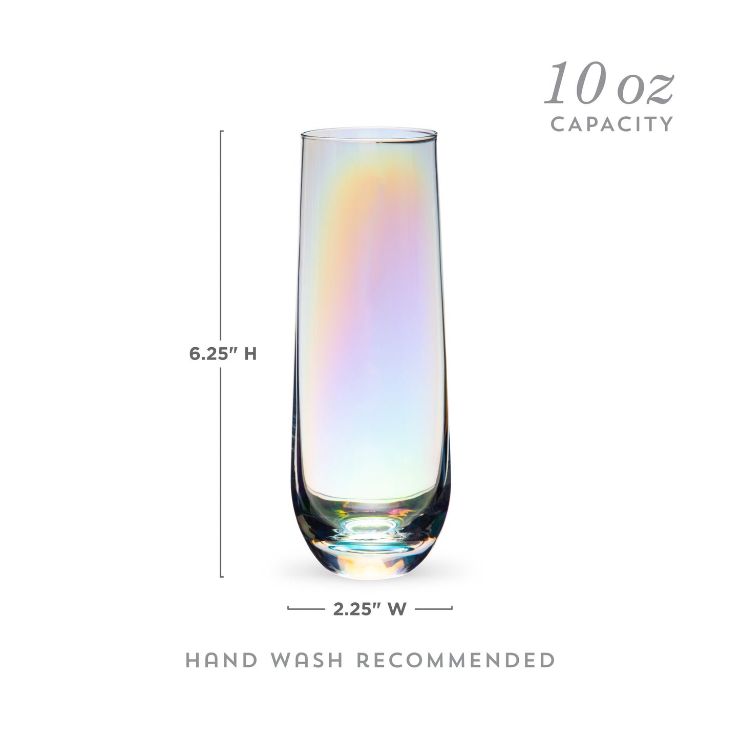Set of 2 Iridescent Stemless Champagne Flutes