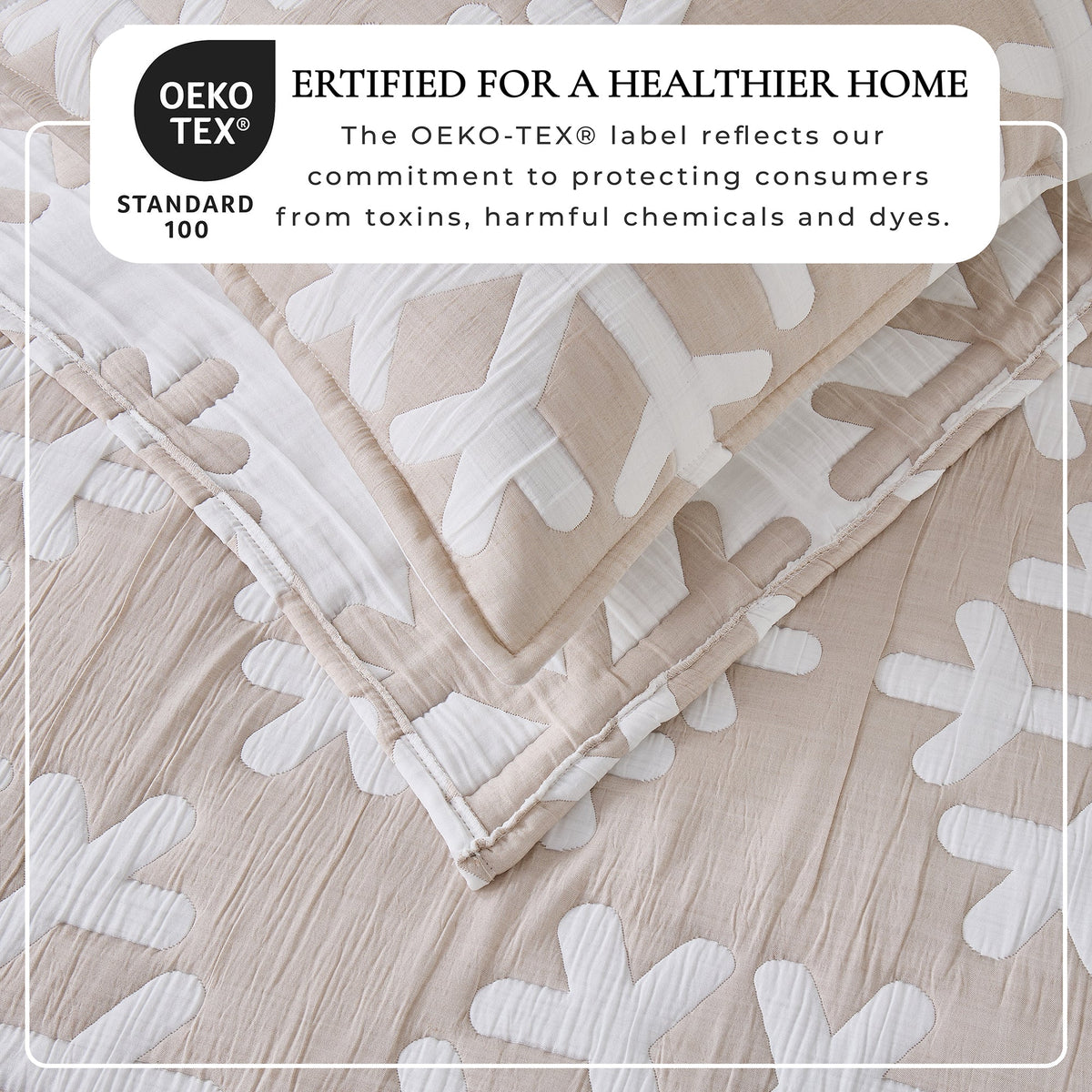 Matelassé Snowflake Quilt Set by Great Bay Home beige and ivory quilted layers on Tampa Home & Garden Store