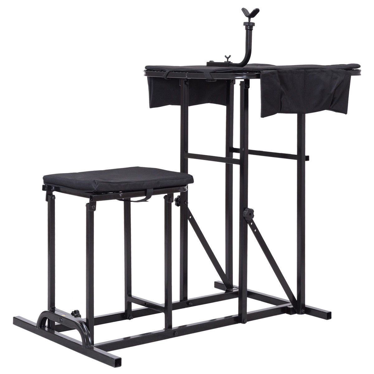 Foldable Shooting Bench with Adjustable Height Table black metal frame padded seat GemGear on Tampa Home & Garden Store
