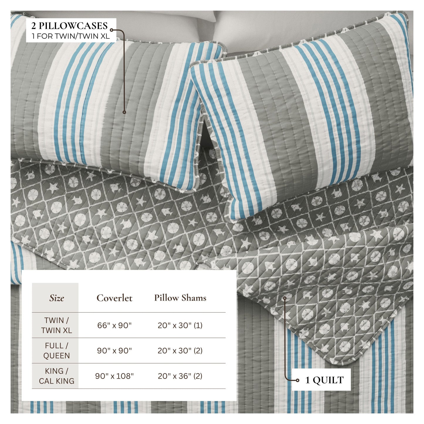 Soft Coastal Striped Quilt Set for Cozy Nights