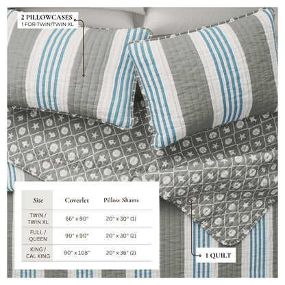 Soft Coastal Striped Quilt Set for Cozy Nights