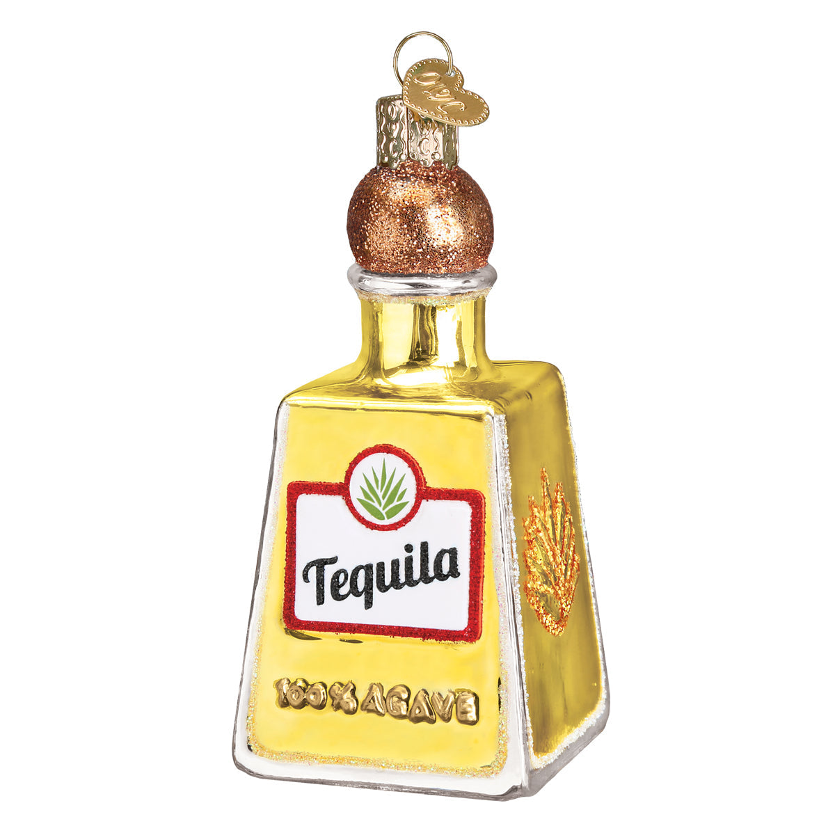 Adorno de cristal de botella de tequila
