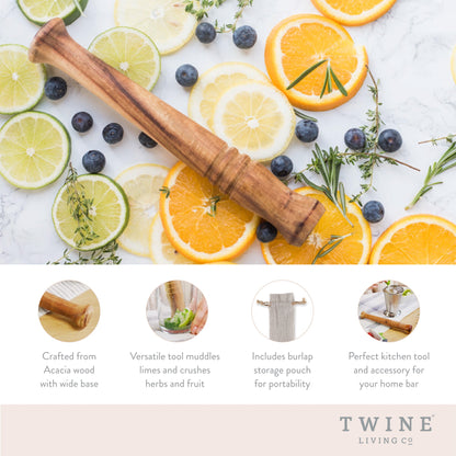 Acacia Wood Muddler and Craft Classic Juleps