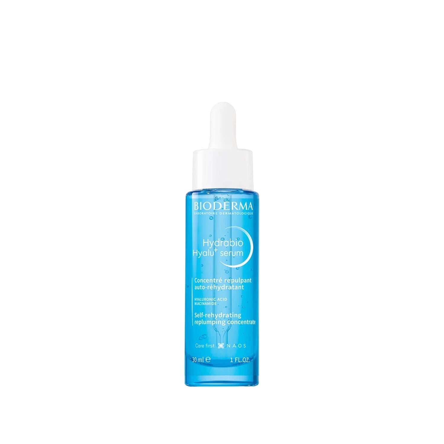 Hydrabio Hyalu+ Serum by Bioderma bottle with dropper, blue 30 ml on Tampa Home & Garden Store