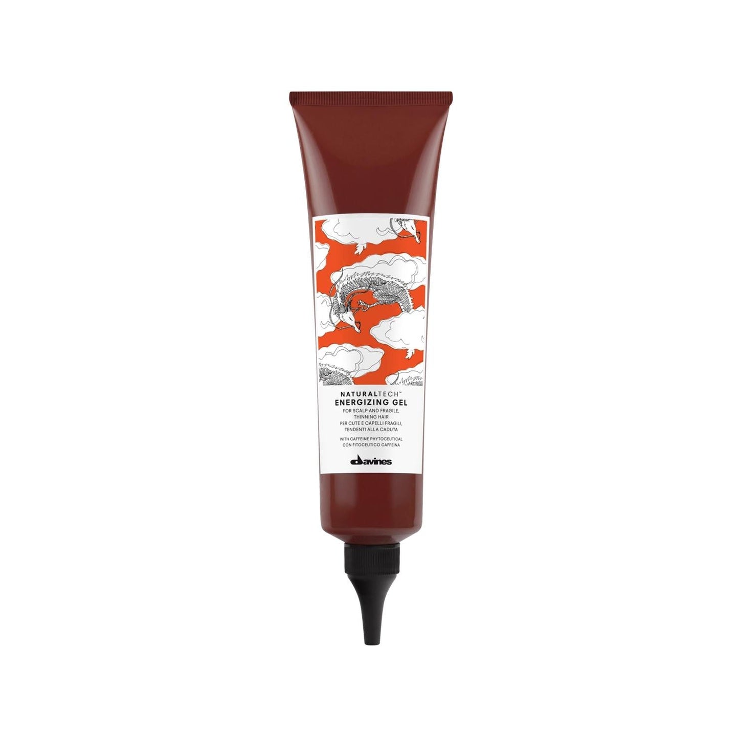 Davines Energizing Gel for thinning hair in a brown bottle with orange dragon label on Tampa Home & Garden Store