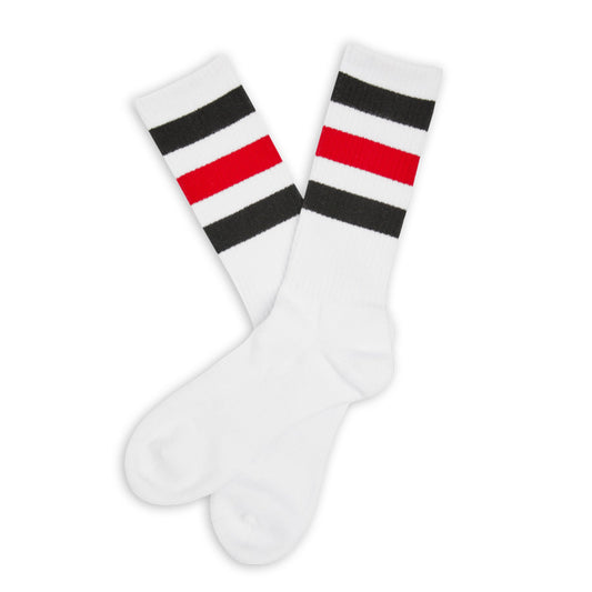 DeadSoxy GA Mixed 4-Pack Crew Socks white pair with black and red stripes on Tampa Home & Garden Store