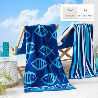 Velour Cotton Beach Towels and Maui Two Pack