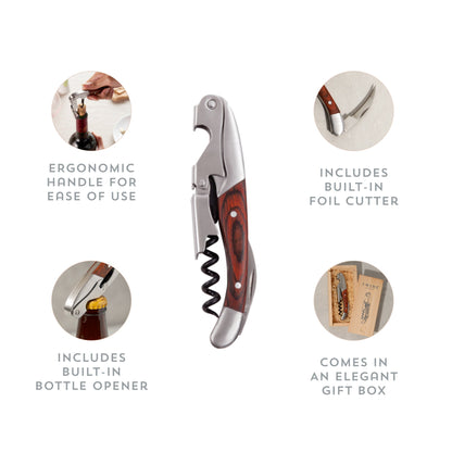 Wooden Handled Double Hinged Corkscrew and a Gift