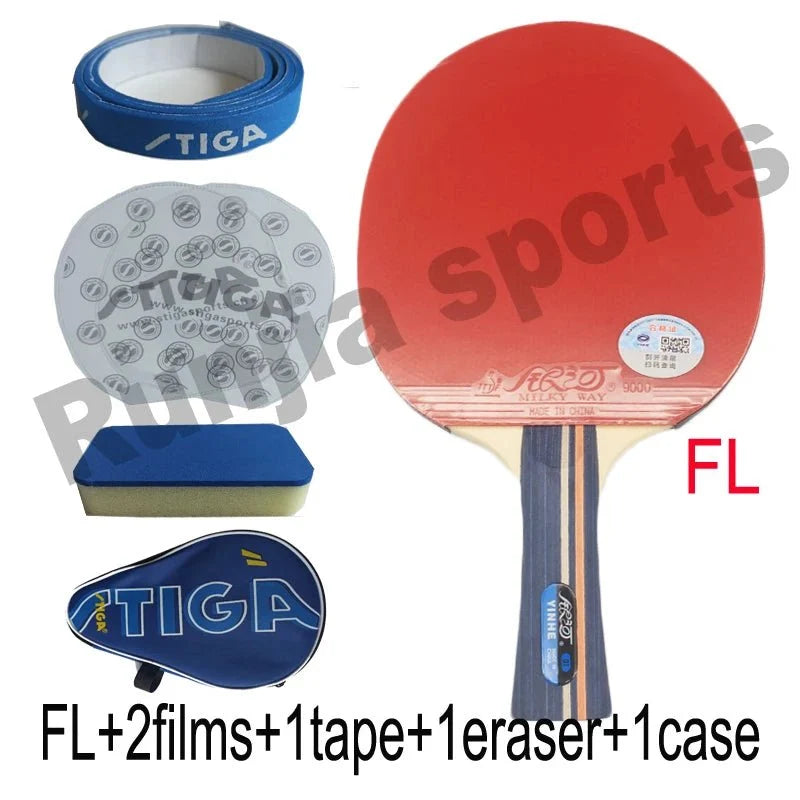 Yinhe 01B table tennis racket with original pimples-in paddle; red blade, EstaliosFit kit on Tampa Home & Garden Store