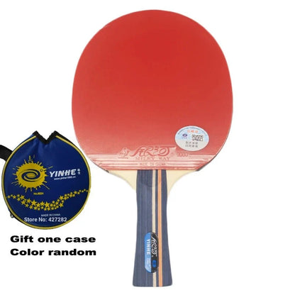 Yinhe 01B table tennis racket with red blade and blue striped handle, includes Yinhe case on Tampa Home & Garden Store