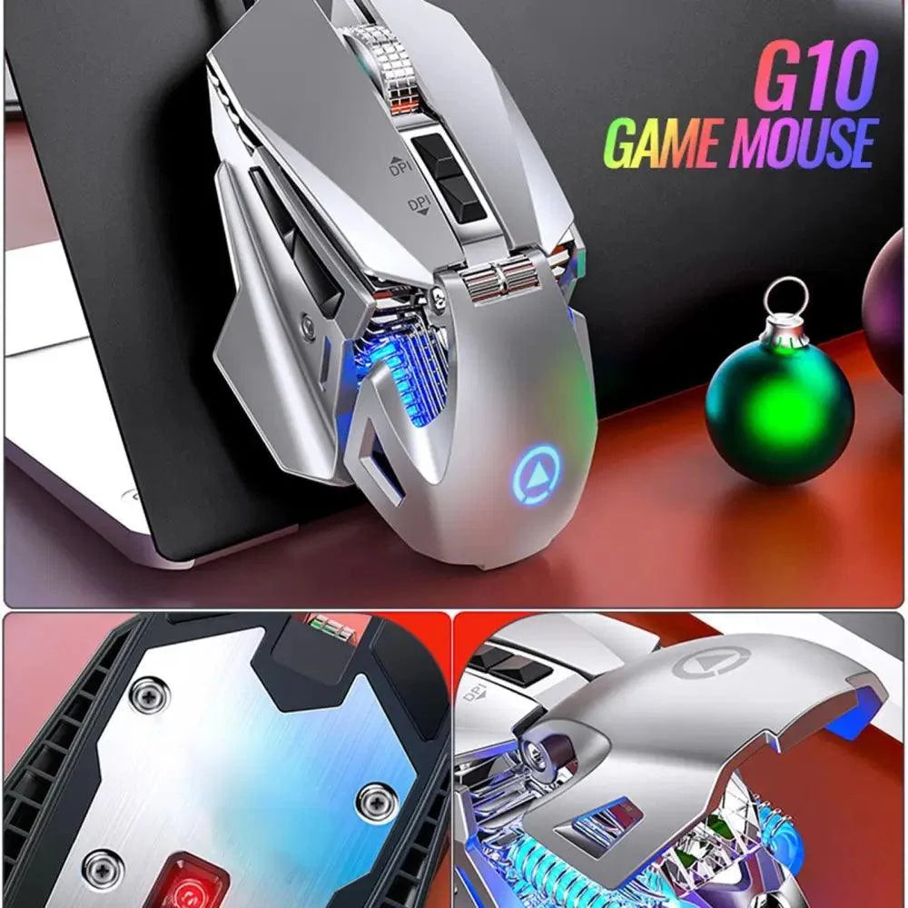 Stevvex gaming wired DPI mouse with adjustable DPI and metal bottom plate, silver finish on Tampa Home & Garden Store