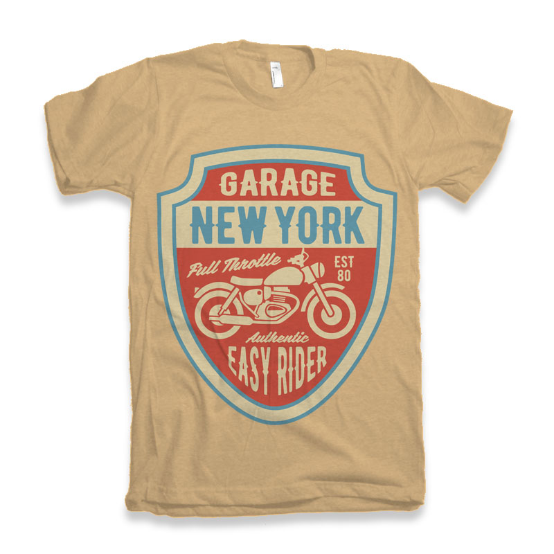 Garage New York men's bamboo viscose organic cotton graphic tee tan motorcycle print on Tampa Home & Garden Store