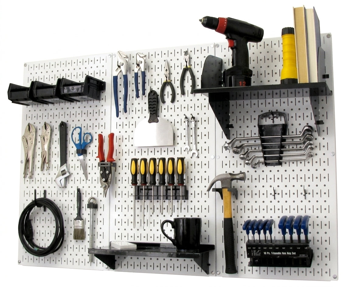 A Durable Metal Pegboard Wall Rack and Shelf