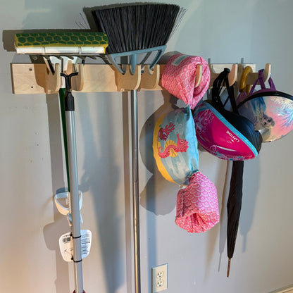 Organizador de herramientas de garaje resistente: barras de mono para herramientas de jardín montadas en la pared