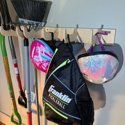 Organizador de herramientas de garaje resistente: barras de mono para herramientas de jardín montadas en la pared