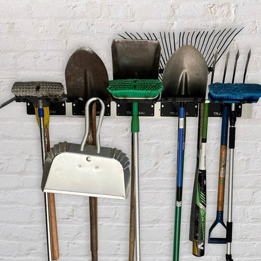 Wall Mount Garden Tool Rack | Garage Organizer for Yard Tools & Equipment | Aluminum