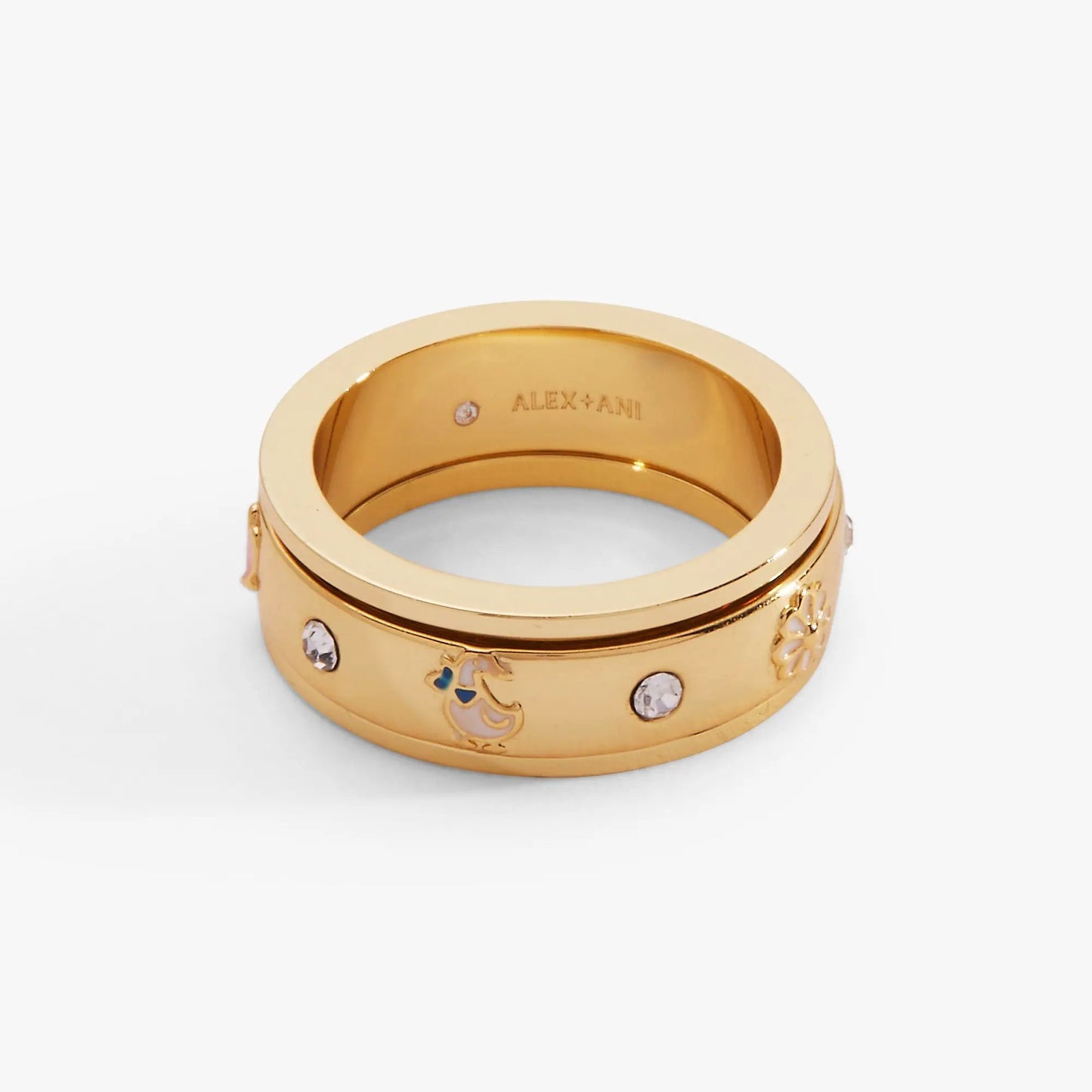 Garden Party Fidget Ring with Crystals and Ducks